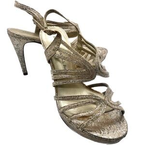 Adrianna Papell Boutique Blink Fabric Strappy Sandals 4 Inch Heels Size 8-8.5